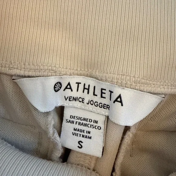 Athleta Venice Jogger Pants Light Beige Zipper Pockets Size S - Picture 6 of 8